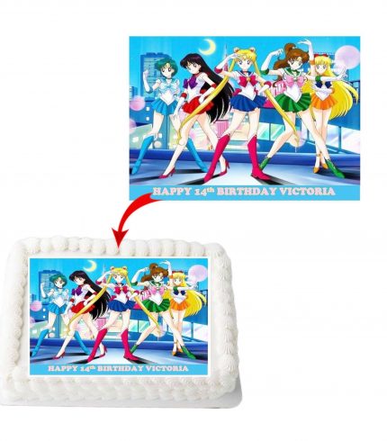 Sailor Moon Personalized Edible A4 Rectangle Size Birthday Cake Topper Decoration Images
