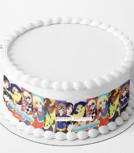 Superhero Girls A4 Rectangle CAKE WRAP Around The Cake Edible Images Topper