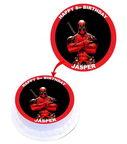 Deadpool Personalised Round Edible Cake Topper Decoration Images