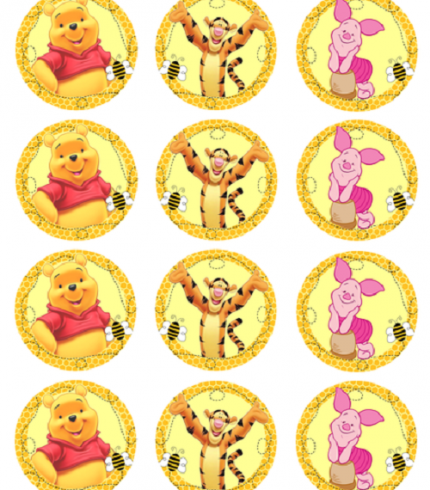 Winnie The Pool Edible Cupcake Topper 4cm Round Uncut Images Decoration