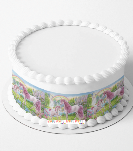 Unicorn A4 Rectangle CAKE WRAP Around The Cake Edible Images Topper