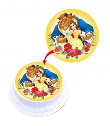 Beauty and The Beast Edible Cake Topper Round Images Cake Decoration