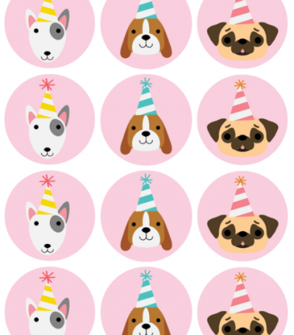 Dogs Puppy Edible Cupcake Topper 4cm Round Uncut Images Decoration