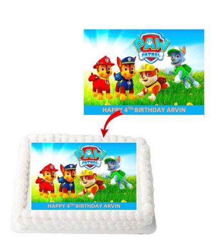 Paw Patrol #2 Personalized Edible A4 Rectangle Size Birthday Cake Topper Decoration Images