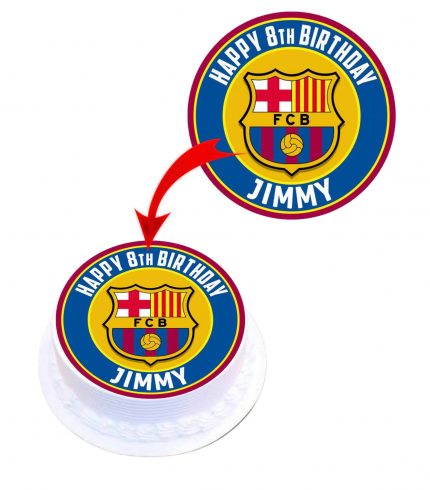 Barcelona Personalised Round Edible Cake Topper Decoration Images