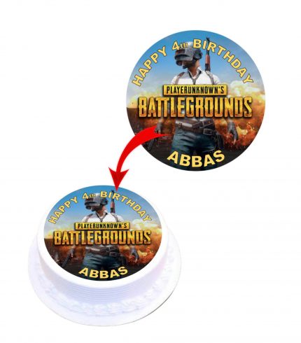 PUBG Personalised Round Edible Cake Topper Decoration Images