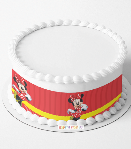 Minnie Mouse A4 Rectangle CAKE WRAP Around The Cake Edible Images Topper