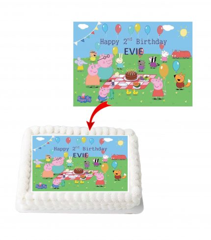 Peppa Pig #2 Personalized Edible A4 Rectangle Size Birthday Cake Topper Decoration Images
