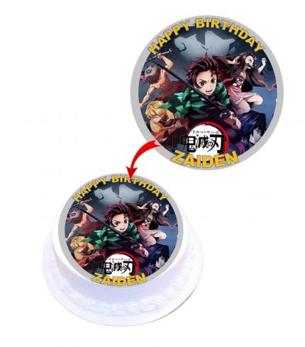 Demon Slayer Personalised Round Edible Cake Topper Decoration Images