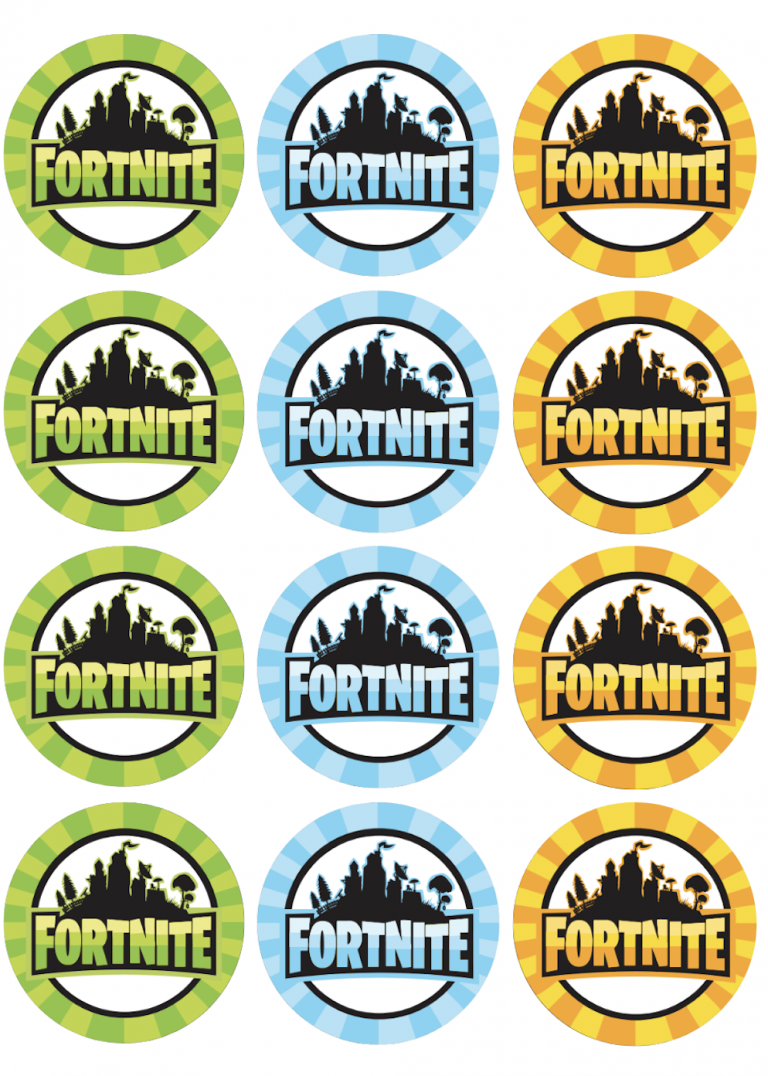 Fortnite Logo Edible Cupcake Topper 4cm Round Uncut Images Decoration ...