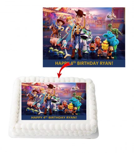 Toys Story 4 Personalized Edible A4 Rectangle Size Birthday Cake Topper Decoration Images
