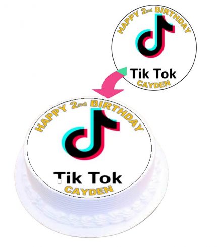 TikTok Personalised Edible Image Cake Topper Icing Topper 16.5cm Cake Decoration