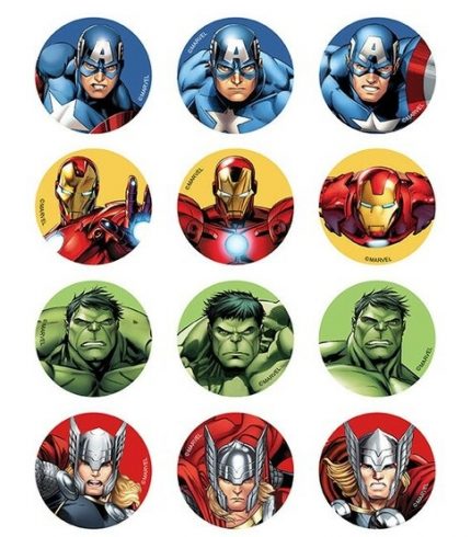 Avengers Edible Cupcake Topper 4cm Round Uncut Images Birthday Decoration
