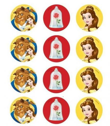 Beauty and the Beast Edible Cupcake Topper 4cm Round Uncut Images Decoration