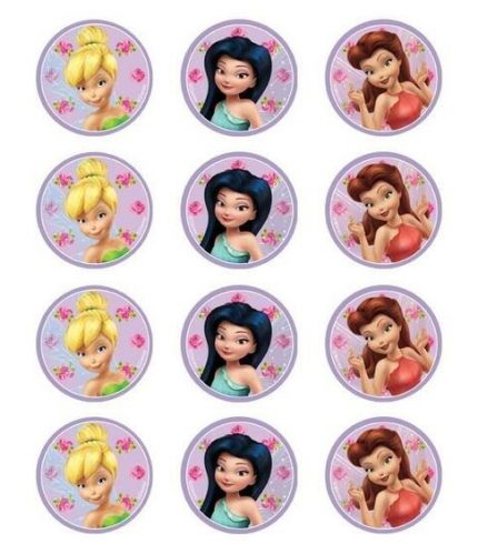 Fairy Tinkerbell Edible Cupcake Topper 4cm Round Uncut Images Decoration