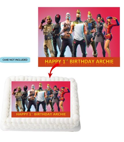 Fortnite 1 PERSONALISED Edible A4 Rectangle Size Birthday Cake Topper Decoration Images