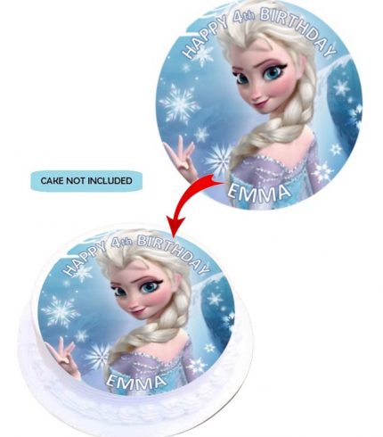 Frozen Elsa Personalised Round Edible Cake Topper Decoration Images