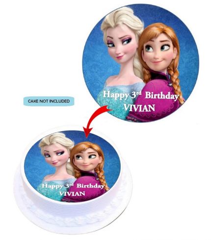 Frozen Elsa Anna Personalised Edible Cake Topper Decoration Images