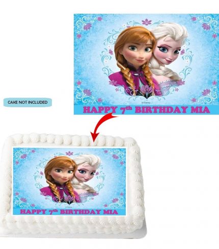 Frozen Elsa Anna PERSONALISED Edible A4 Rectangle Size Birthday Cake Topper Decoration Images