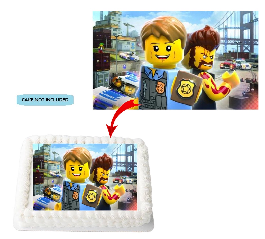 Lego City Undercover A4 Rectangle Birthday Cake Topper Decoration Images -  Happy Party