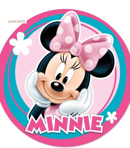 Minnie Mouse Edible Birthday Cake Topper Decoration Round Image