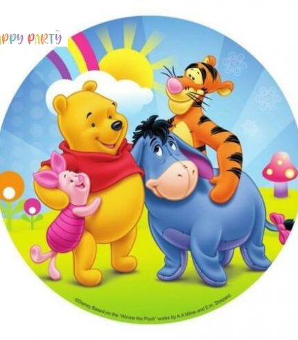 Winnie The Pooh Edible Birthday Cake Topper Decoration Round Image