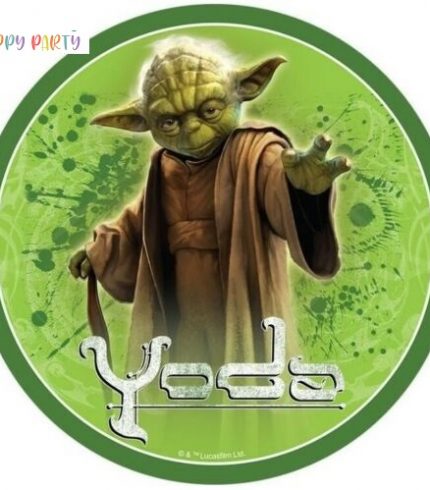 Yoda Edible Birthday Cake Topper Decoration Round Image