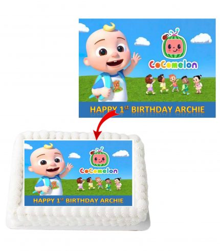 Cocomelon Personalized Edible A4 Rectangle Size Birthday Cake Topper Decoration Images