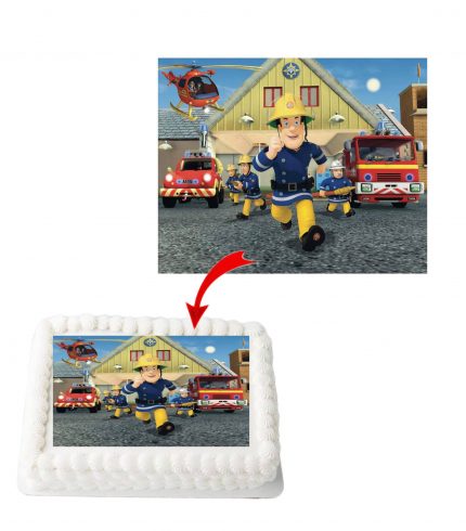 Fireman Sam A4 Rectangle Birthday Cake Topper Decoration Images