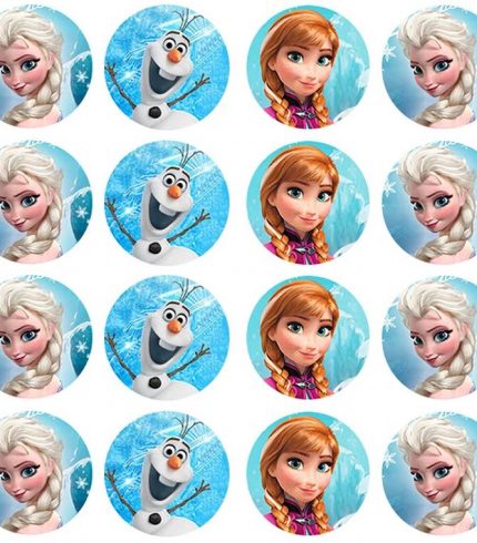 Frozen Elsa Anna Edible Cupcake Topper 4cm Round Uncut Images Decoration