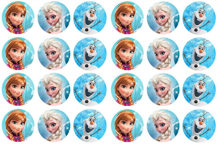 Frozen Elsa Anna Edible Cupcake Topper 4cm Round Uncut Images ...