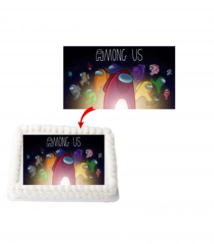 Among Us A4 Rectangle Birthday Cake Topper Decoration Images