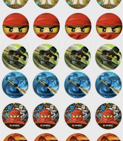 Ninja Go Edible Cupcake Topper 4cm Round Uncut Images Decoration