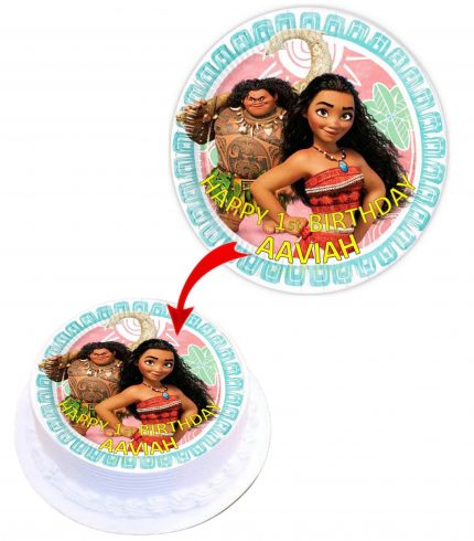 Moana Personalised Round Edible Cake Topper Decoration Images