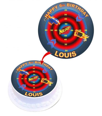 Nerf Personalised Round Edible Cake Topper Decoration Images