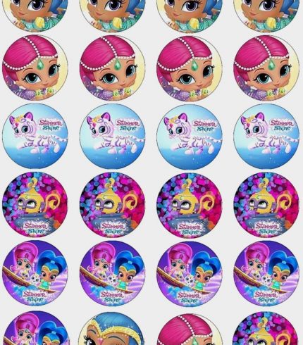 Shimmer and Shine Cupcake Topper 4cm Round Uncut Images