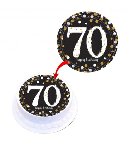 70th Birthday Edible Cake Topper Round Images Cake Decoration