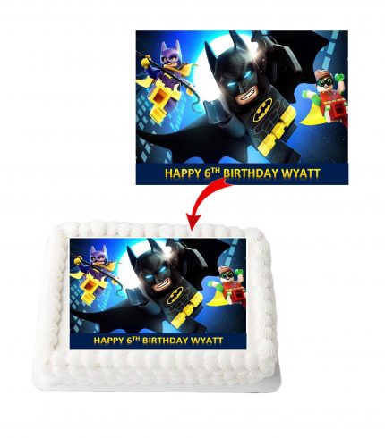 Batman Lego #2 Personalized Edible A4 Rectangle Size Birthday Cake Topper Decoration Images