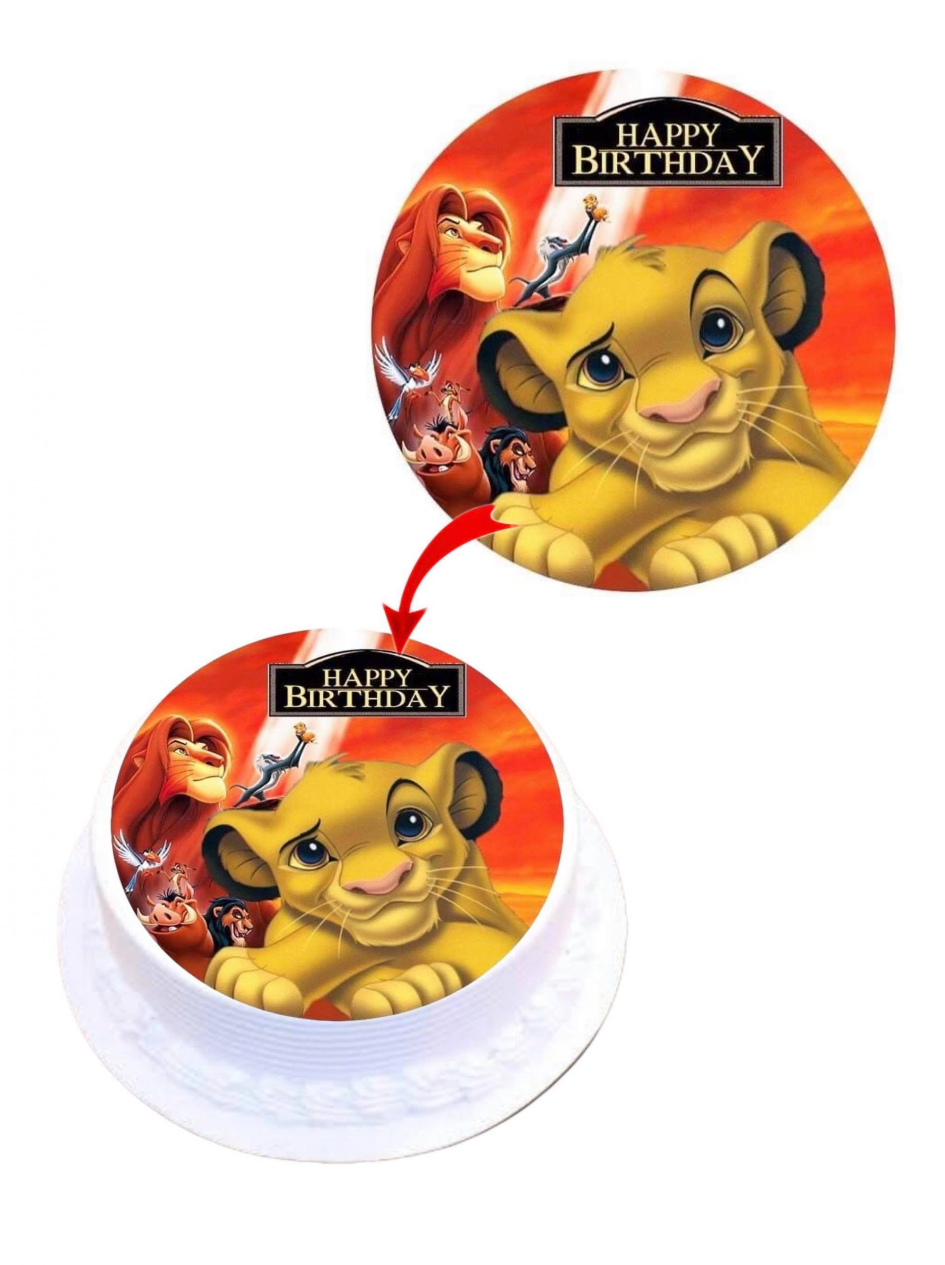 Lion Simba Edible Cake Topper Round Images Cake Decoration - Happy Party