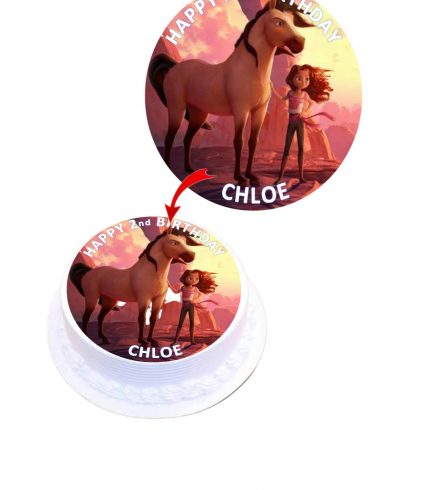 Spirit Untamed Personalised Round Edible Cake Topper Decoration Images