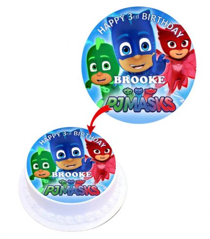 Pj Mask Personalised Round Edible Cake Topper Decoration Images