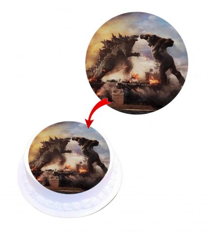 Godzilla vs Kong Edible Cake Topper Round Images Cake Decoration