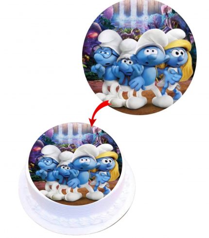 Smurf Edible Cake Topper Round Images Cake Decoration