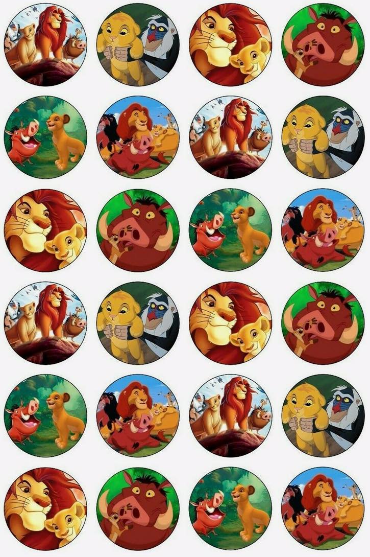 The Lion King Party Collection of Edible Cake Decorations Uncut Edible Prints on Wafer Sheet 30 x Edible Cupcake Toppers 