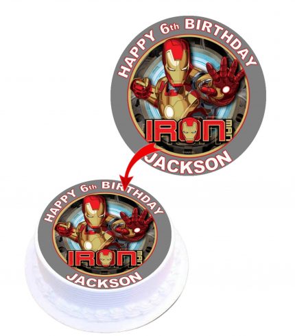 Iron Man Personalised Round Edible Cake Topper Decoration Images