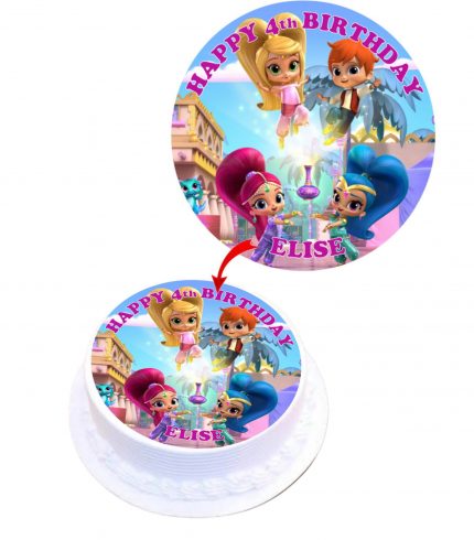 Shimmer and Shine Personalised Round Edible Cake Topper Decoration Images