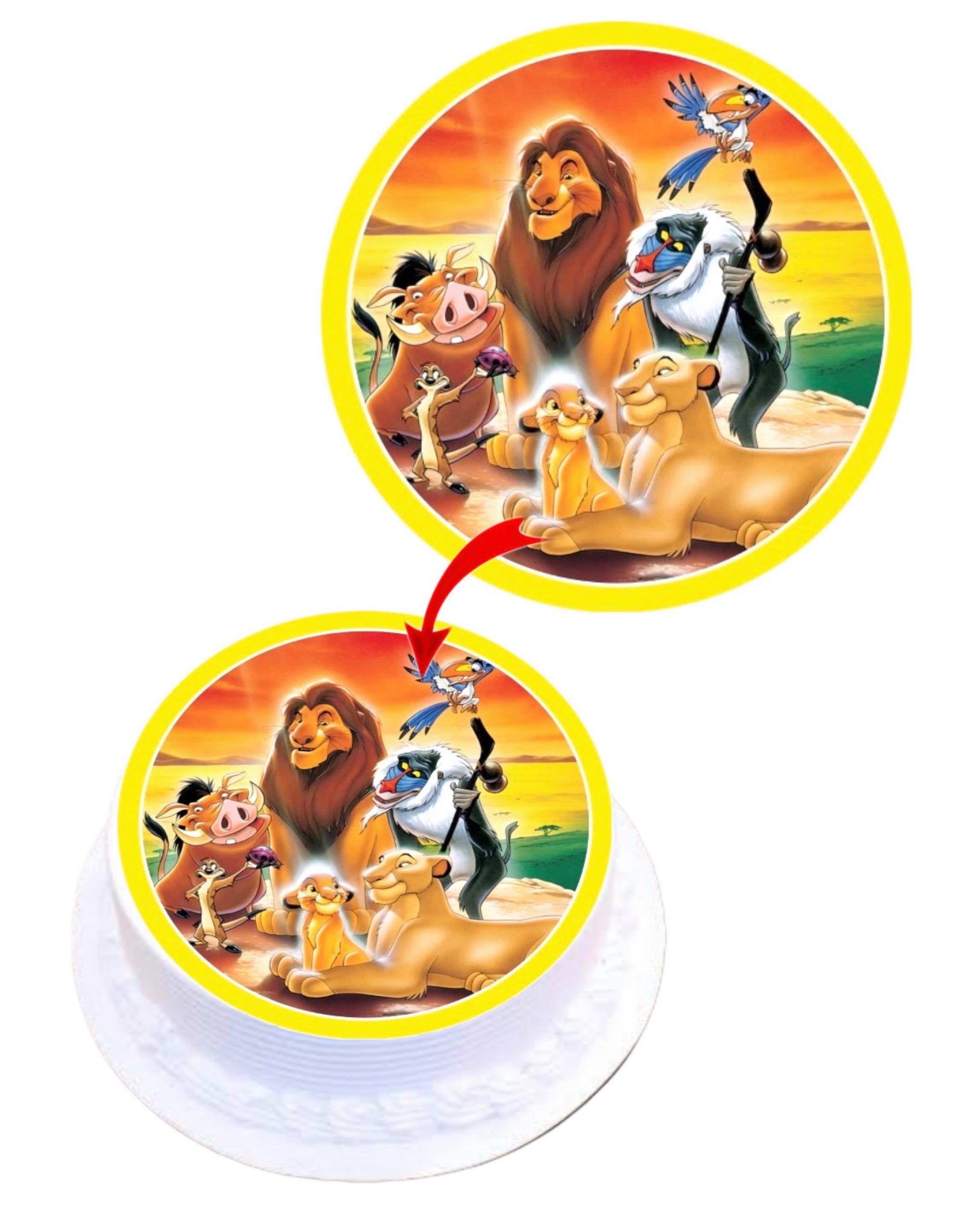 Lion King Edible Cake Topper Round Images Cake Decoration - Happy Party