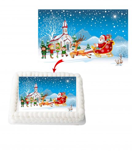 Christmas A4 Rectangle Birthday Cake Topper Decoration Images