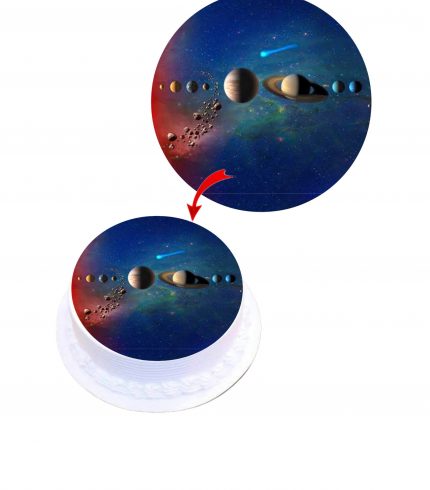 Space Edible Cake Topper Round Images Cake Decoration