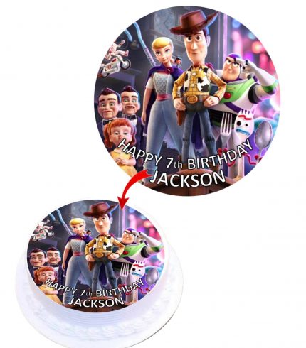 Toy Story 4 Personalised Round Edible Cake Topper Decoration Images